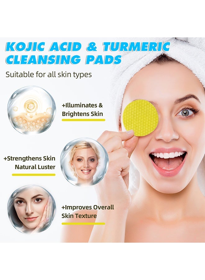 IKZEE Kojic Acid & Turmeric Cleansing Pads, for Dark Spots Turmeric Kojic Acid Cleansing Pads Helps Balance Skin Oil & Water Fade Spot Remove Excess Keratin Clean Oil Refines Pores 60Pads - Image 2