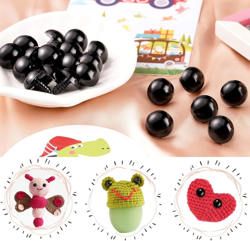 Vanblue 260pcs 16mm Safety Eyes for Amigurumi with Washers Black Safety Eyes for Crocheting Plastic Crochet Eyes for Stuffed Animals Doll Animals for Teddy Bear Crafts Making Halloween Decorations - Image 3