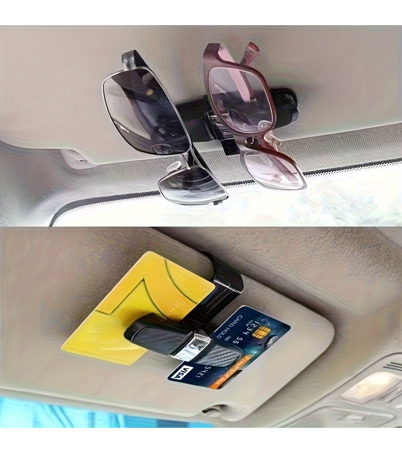 Sun Visor Organizer Black With Dual Glasses Holder Card Slot - Image 1
