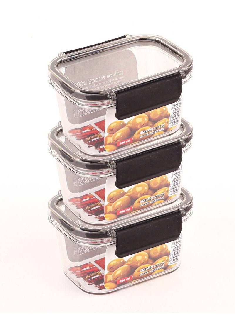 3-Piece Premium Acrylic Food Containers – 400ml Each – Leakproof & Unbreakable - Image 2