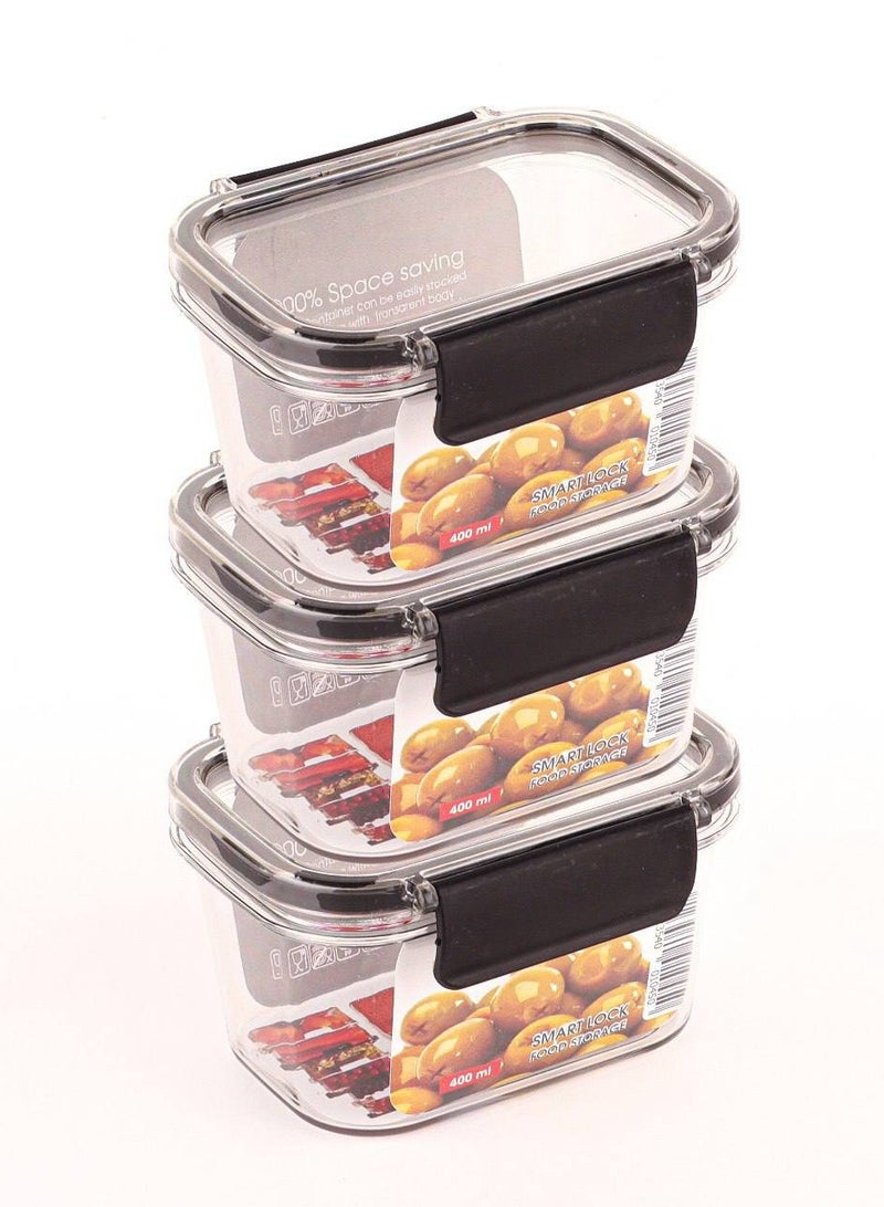 3-Piece Premium Acrylic Food Containers – 400ml Each – Leakproof & Unbreakable - Image 3