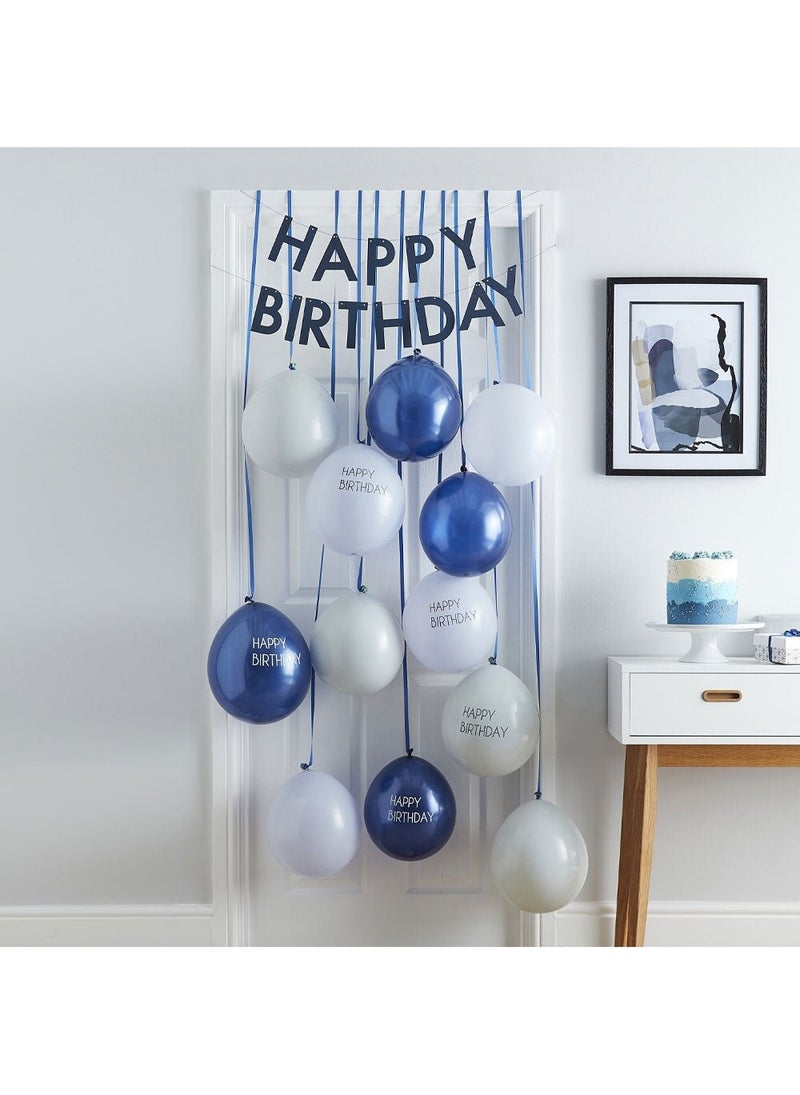 Ginger Ray Happy Birthday Balloon Garland Navy Blue White 150cm - Image 3