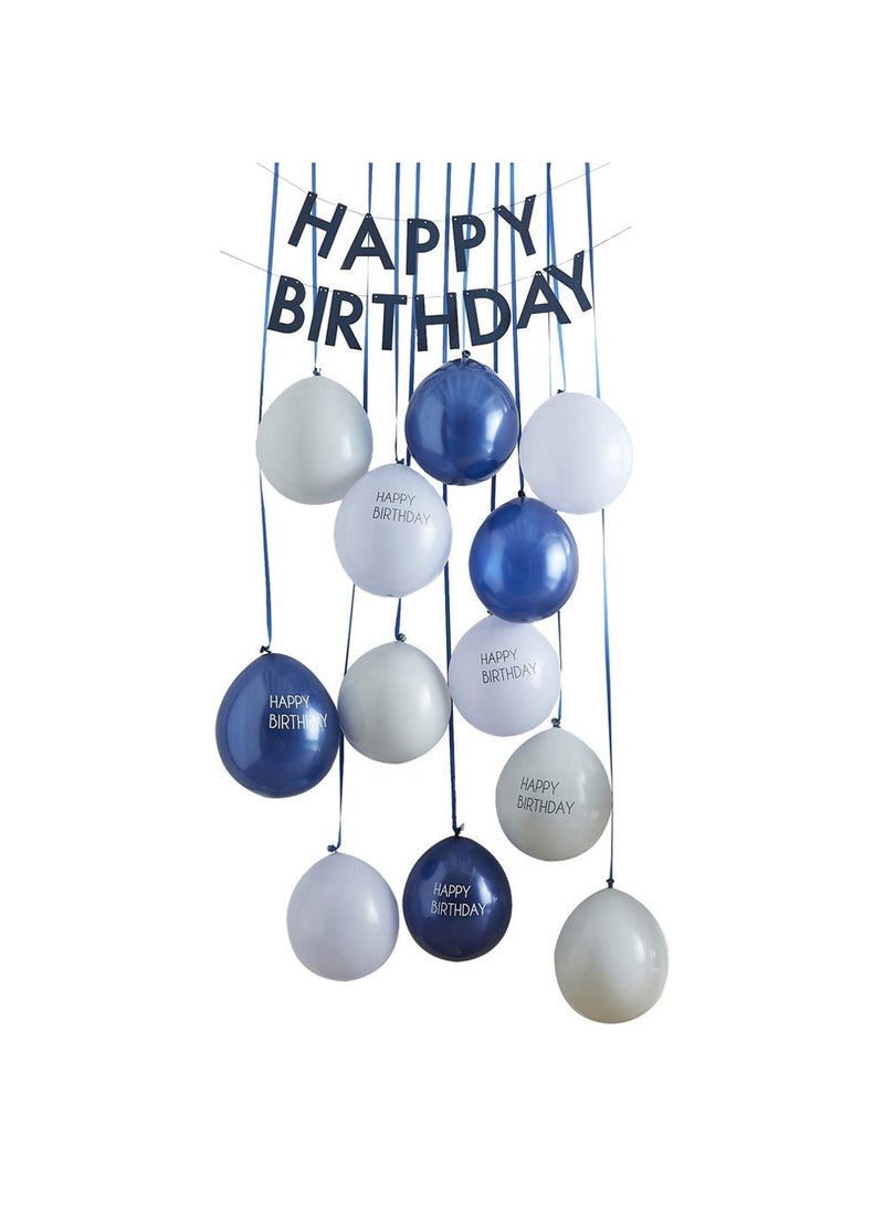 Ginger Ray Happy Birthday Balloon Garland Navy Blue White 150cm - Image 1