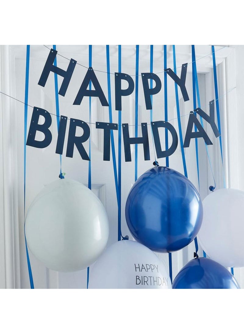 Ginger Ray Happy Birthday Balloon Garland Navy Blue White 150cm - Image 2