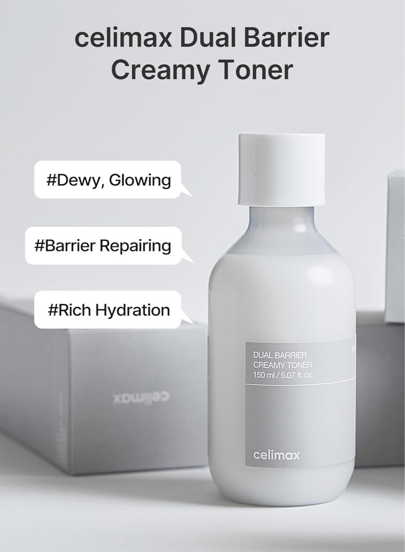 celimax Dual Barrier Creamy Toner | with Ceramides, Oil & Alcohol Free, Facial Astringent, Hydrating, Calming, Soothing, Non Irritating, Dry Sensitive Oily Combination Skin,150ml - Image 3