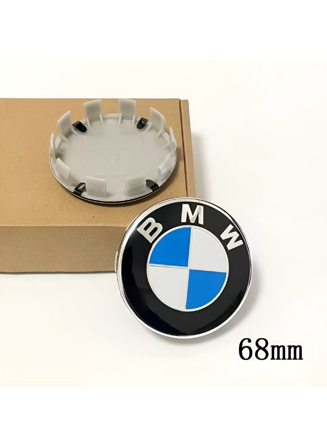 BMW 4 Pcs 68mm Car Wheel Center Hub Caps for BMW | Glossy Black Cap with Logo | Durable ABS Snap-On Covers - Image 2