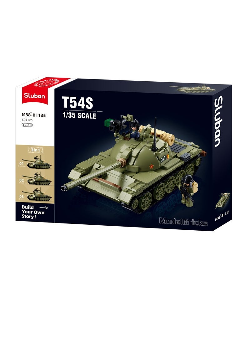 Sluban Sluban - Model Bricks Medium Tank (MBT) 3 In 1 T54S 1/35 604 Pieces - M38-B1135  - Image 1