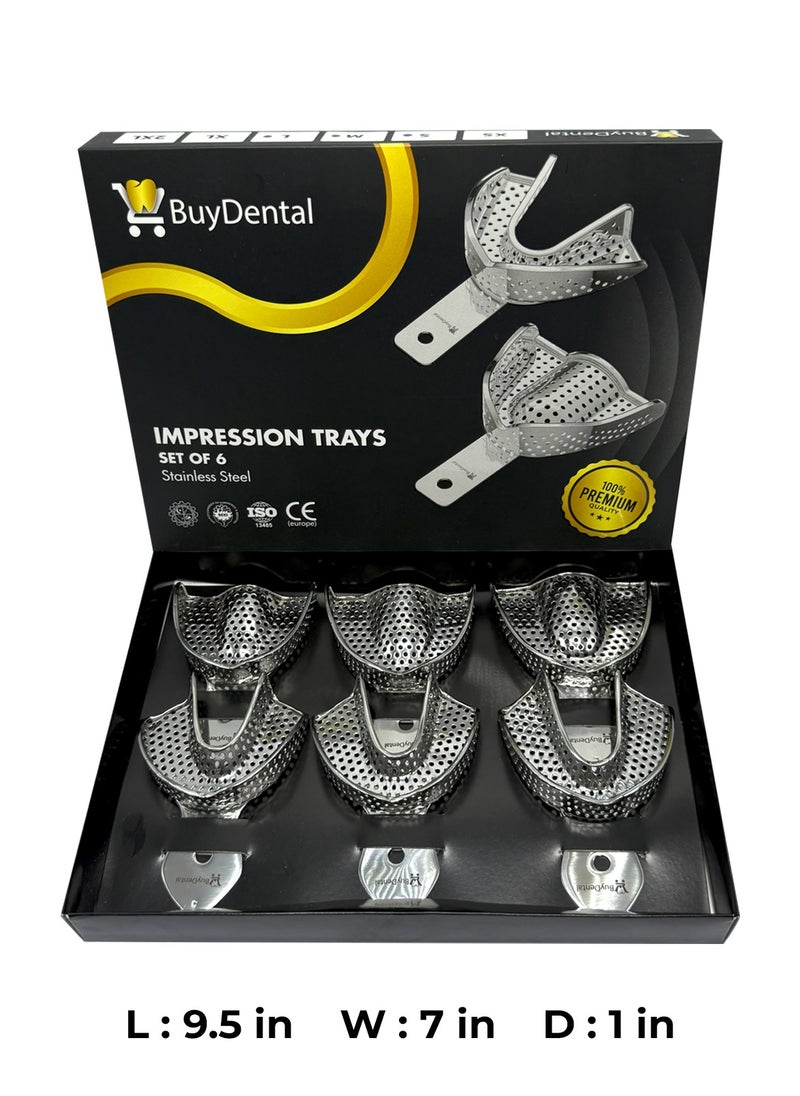 BuyDental - Stainless Steel Dental Impression Trays – 3 XL extra Large Size  Pairs, Ideal for Dentures & Orthodontics (6 Piece) - Image 1
