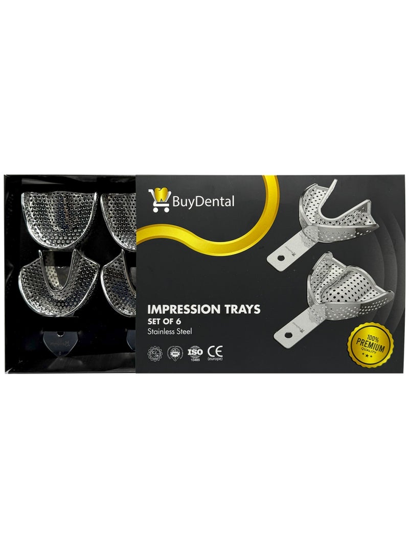 BuyDental - Stainless Steel Dental Impression Trays – 3 XL extra Large Size  Pairs, Ideal for Dentures & Orthodontics (6 Piece) - Image 1