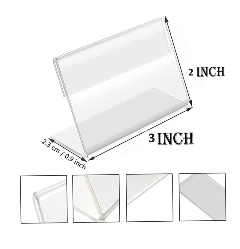 Rasper Acrylic Sign Holder L Shape Acrylic Table Display Stand Label Price Tag Name Card Holder for School Office Counter Restaurants Supermarket Store Shop Food Tag (3x2 Inches) (Pack Of 10) - Image 2