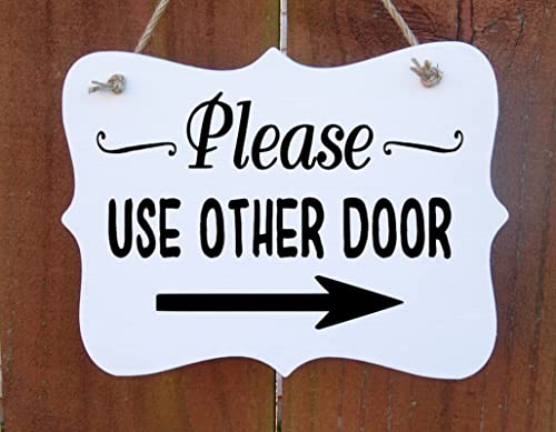 Agriism Please Use Other Door Sign,Front Door Sign with Arrow,Farmhouse Sign,Glass Door Sign,Wood Plaque Sign,Rustic Sign,Business Sign 8x12 Inch … - Image 4