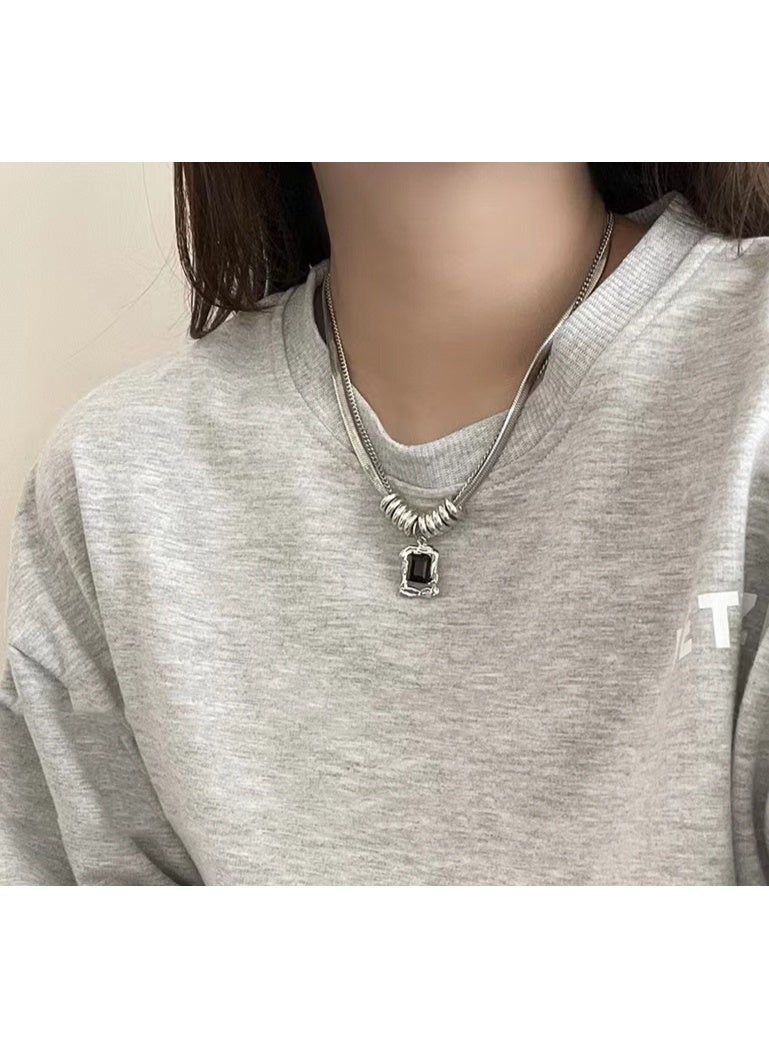 LATEEN Men And Women Titanium Steel Necklace Silver Trendy Collarbone Chain Rugged Hip Pop  Style Accessory 40CM With Birthday Eid Gift Hypoallergenic & Durable Fashion Jewelry - Image 2