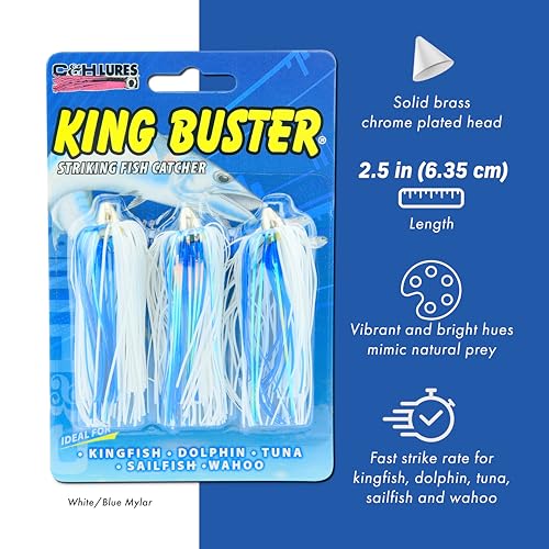 C&H Lures, King Buster Lure, Pink/Glow Skirt, 1/8 oz Head, 2.5 in, 3 pc - Image 3