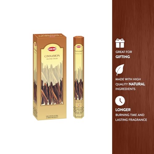 Hem Cinnamon Incense - Box of Six Tubes, Each Containing 20 Grams Sticks | Ideal for Home Fragrance, and Enhancing Spiritual Practices | Burning Time: 35-40 Minutes | 120 Sticks - Image 4