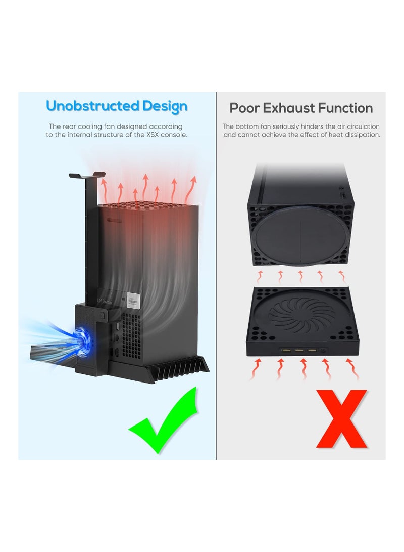Vertical Cooling Stand Compatible with Xbox Series X, Charging Station Dock with 1400mAh Rechargeable Battery Pack and Dual Controller Charger Ports (NOT Compatible with Xbox One X/S), Black - Image 2