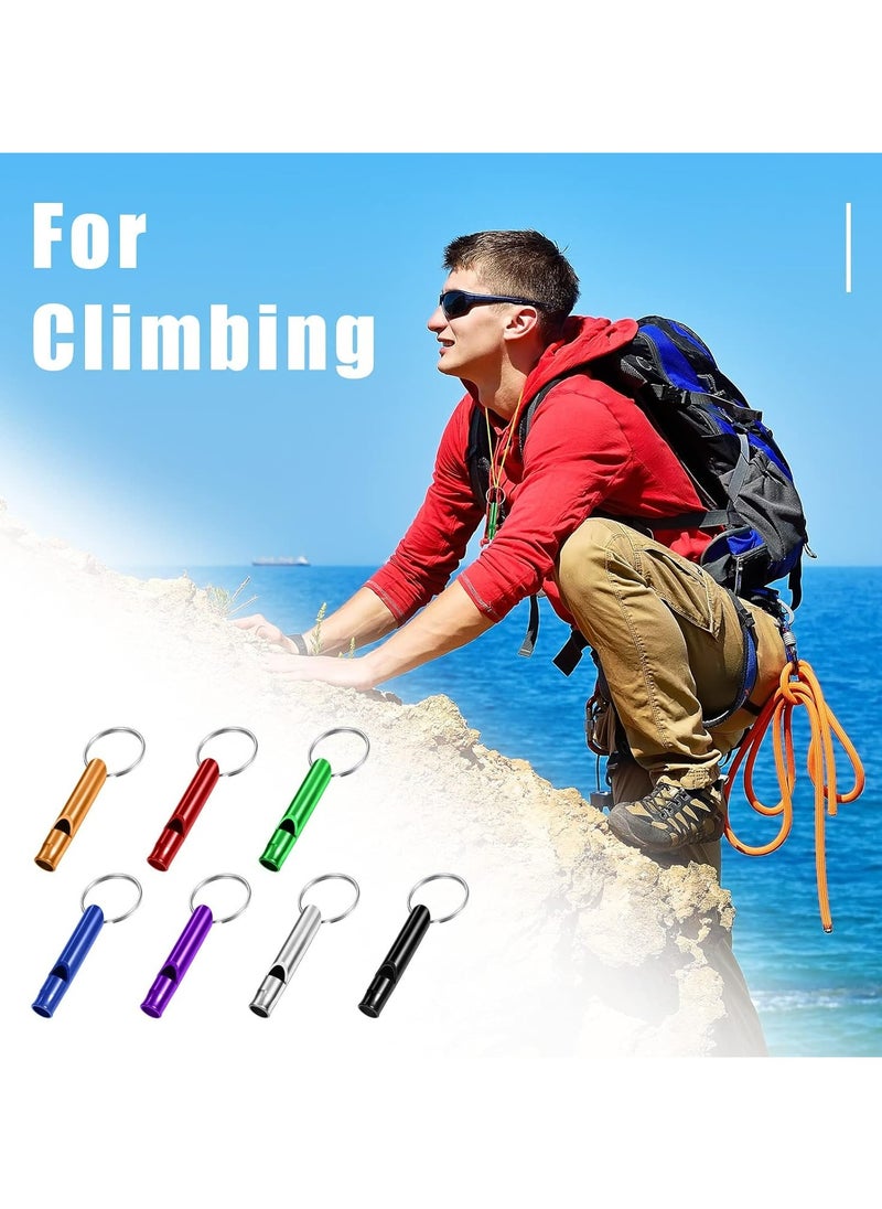 Oasisgalore 7 Pcs Aluminum Emergency Whistle with Keychain - Loud Safety Whistle for Camping, Hiking & Defense, 7 Colors  - Image 4