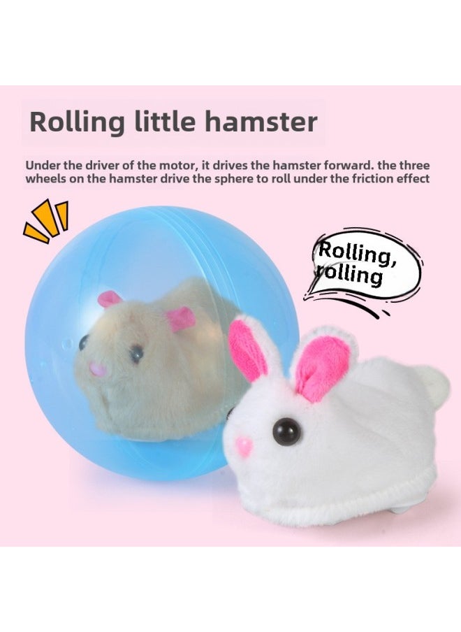 Children's Electric Simulation Bunny Ball Hamster Ball Plush Cute Doll Fun Cat Toy Free Hands Toy-Color:Upgraded Version-luminous Ball Hamster -Specifications:With Charging Set  - Image 2