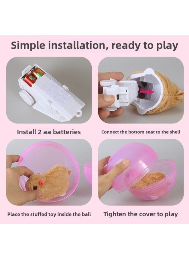 Children's Electric Simulation Bunny Ball Hamster Ball Plush Cute Doll Fun Cat Toy Free Hands Toy-Color:Upgraded Version-luminous Ball Hamster -Specifications:With Charging Set  - Image 5