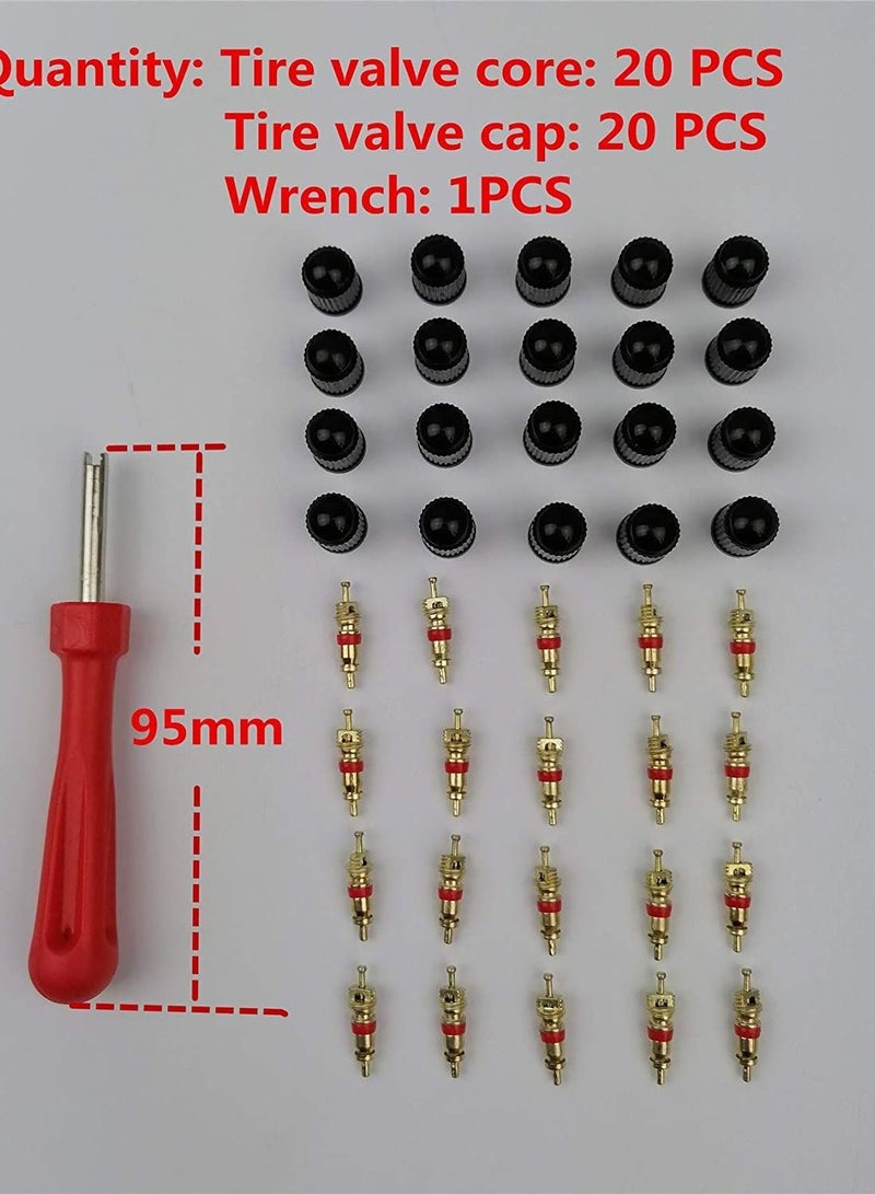 Generic QIBAOACR 40pcs Tire Valve Cores Car Bike Tire Valve Core Remover Repair Tool Valve Caps Valve Stem Cores Motorcycle Tire Valve Stem Cores Wrench - Image 1