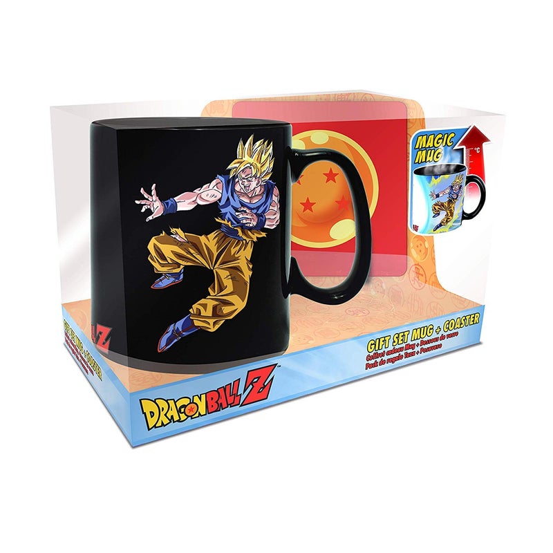 ABYSTYLE Dragon Ball Z Goku vs Buu Heat Change Mug and Coaster Dragon Ball Z Mug Heat Reactive Anime Merch Gifts for Men Anime Coffee Mug 16 Fl Oz Ceramic Officially Licensed Manga Collectible - Image 1