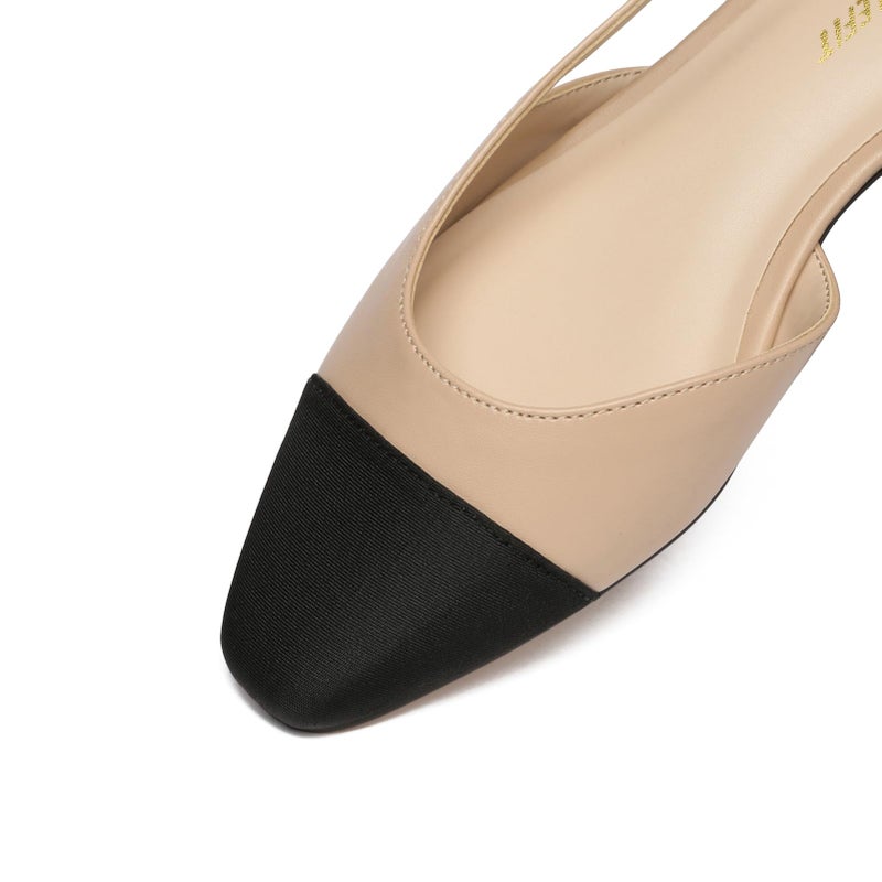 Athlefit Slingback Flats for Women Square Pointed Toe Two Toned Flats Wedding Pumps for Women Nude Size 8 - Image 5