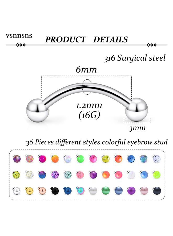 Vsnnsns 16G Rook Earrings Tragus Earring Stud Cartilage Helix Earrings Hoop Snug Piercing Jewelry Stainless Steel Curved Barbell Eyebrow Rings 6mm - Image 3