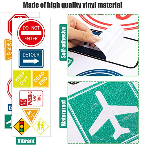 Zonon 15 Pieces Road Signs Wall Decal Traffic Street Signs Stickers Stop Street Transportation Vinyl Wall Decals for Kids Bedroom Classroom Playroom Birthday Decor - Image 3