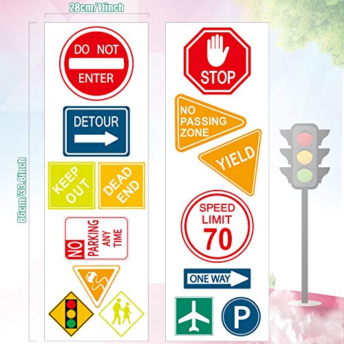 Zonon 15 Pieces Road Signs Wall Decal Traffic Street Signs Stickers Stop Street Transportation Vinyl Wall Decals for Kids Bedroom Classroom Playroom Birthday Decor - Image 2