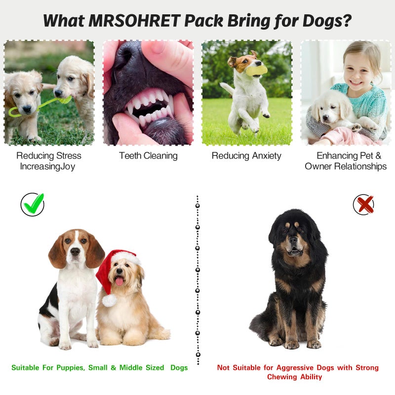 MRSOHRET 20Pcs Puppy Chew Toys for Teething, Dog Chew Toys with Rope Toy, Pet Dog Toothbrush, Treat Balls, Plush Toys and Squeaky Toys for Small Medium Dogs with Basket - Image 3