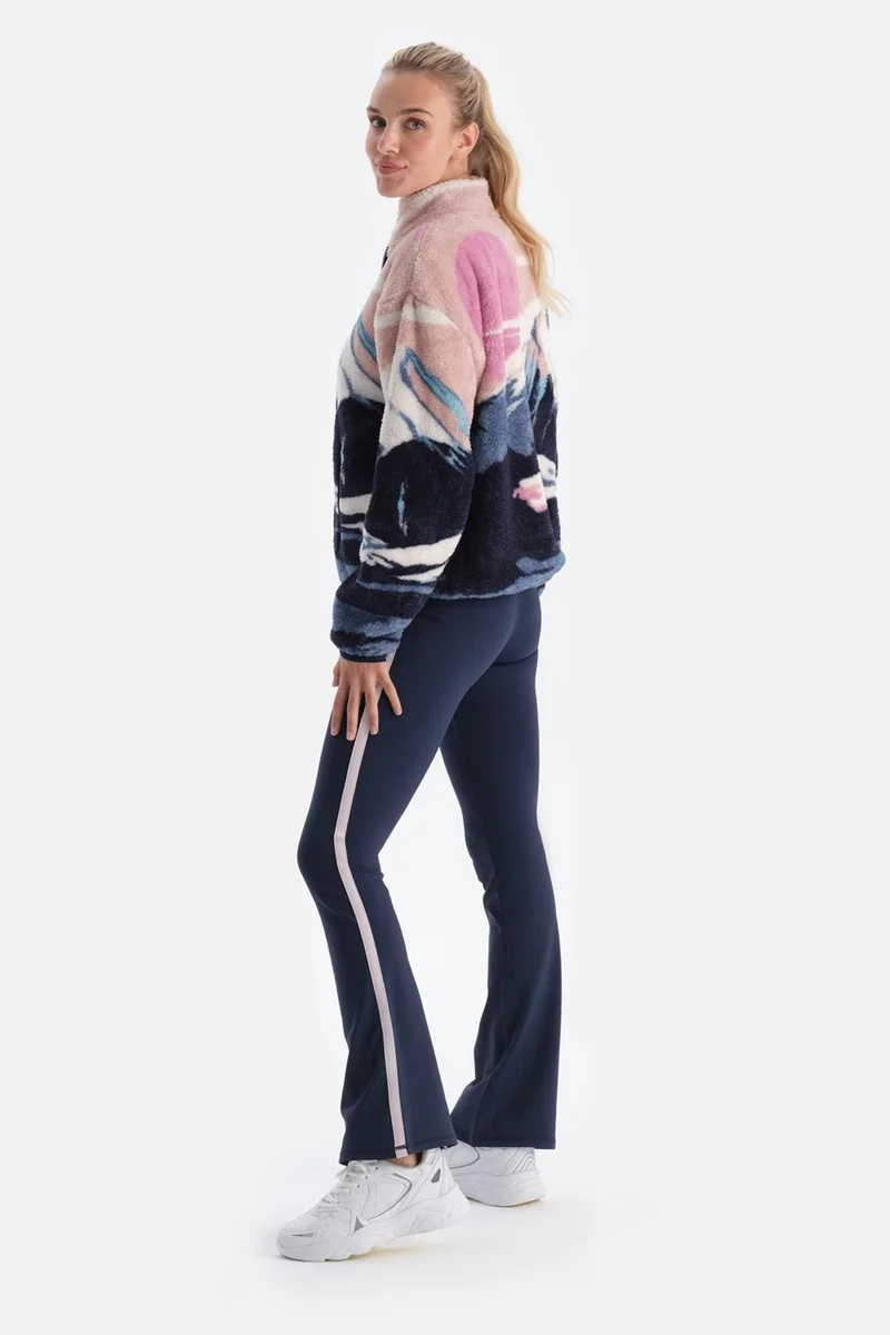 داجي Navy Blue Women's Stripe Detailed Raised Spanish Leggings
