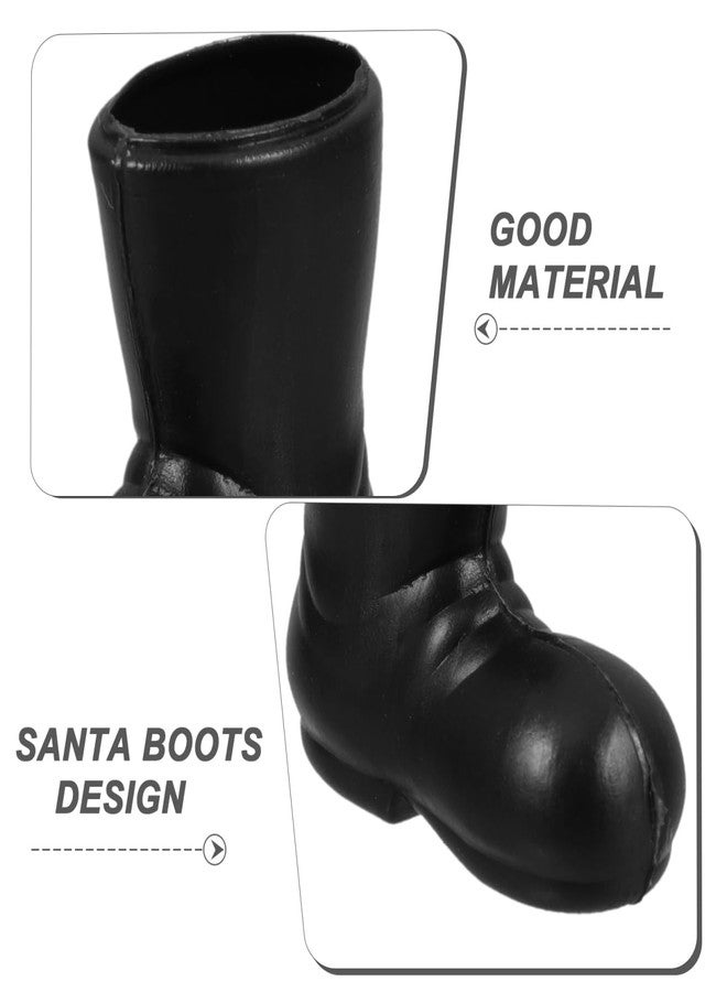 VICASKY 7 Pairs Mini Santa Claus Boots - 1.18" Adorable Miniature Christmas Gnome Shoes,Black Plastic Doll Shoes for Dollhouse, DIY Craft Projects, Table Centerpiece & Holiday Decor - Image 4