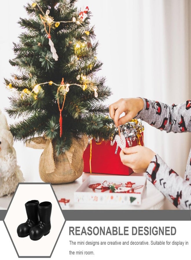 VICASKY 7 Pairs Mini Santa Claus Boots - 1.18" Adorable Miniature Christmas Gnome Shoes,Black Plastic Doll Shoes for Dollhouse, DIY Craft Projects, Table Centerpiece & Holiday Decor - Image 3