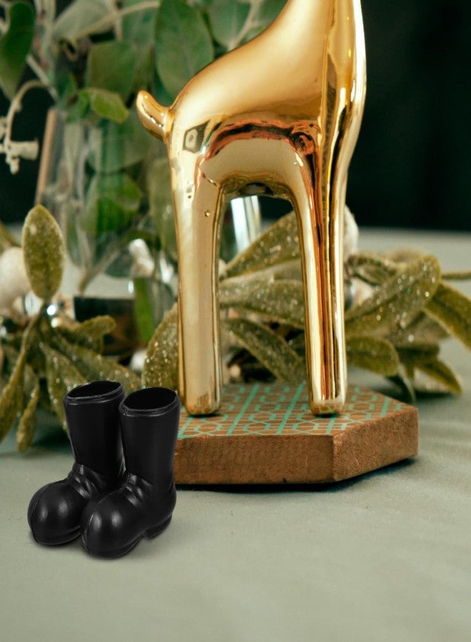 VICASKY 7 Pairs Mini Santa Claus Boots - 1.18" Adorable Miniature Christmas Gnome Shoes,Black Plastic Doll Shoes for Dollhouse, DIY Craft Projects, Table Centerpiece & Holiday Decor - Image 2