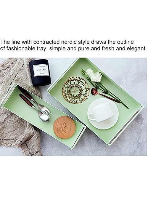 SHIOK DECOR shiok dcor KitchenBathroom Bathroom Vanity Tray Countertop Storage Shelf OrganizerCoffee Table Decorative Tray Cosmetic Organizer Display Holder Pista Green  - Image 2