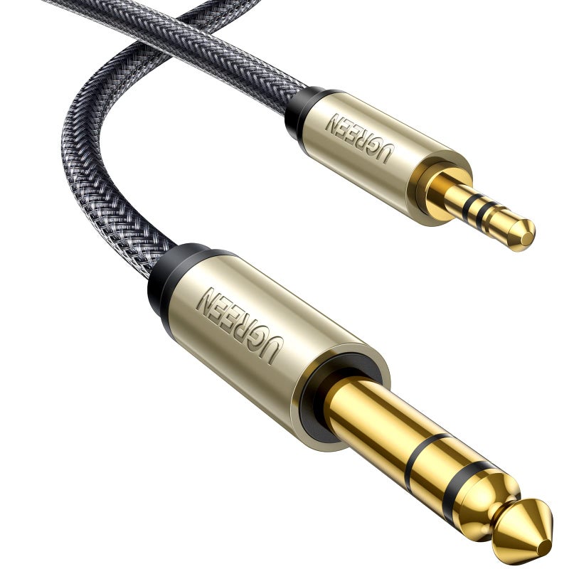 UGREEN 1/8 to 1/4 Stereo Cable 3.5mm TRS to 6.35mm Audio Cable Guitar to Aux Male Cord with Zinc Alloy Housing and Nylon Braid for Guitar, Laptop, Home Theater Devices, Speaker and Amplifiers 6.6FT - Image 1
