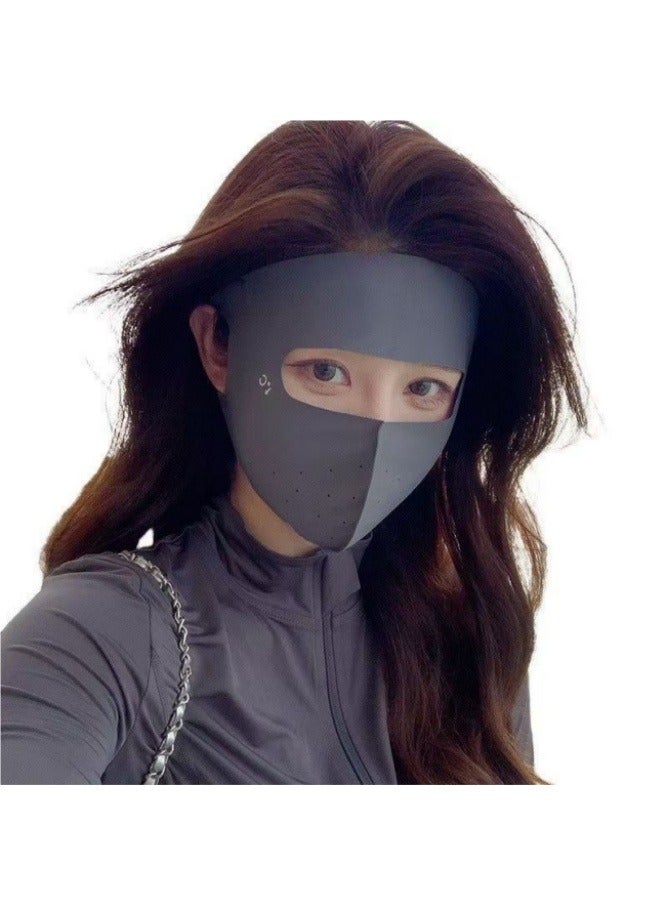 Sunscreen Mask Ice Silk Mask Cycling Mask Sunscreen Breathable Mask Gray  - Image 2