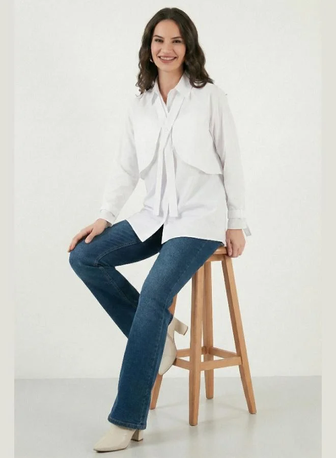 Lela  Lela Cotton Relaxed Fit Shirt with Tie Detail Women's SHIRT 6925408 for Women | Best Price UAE