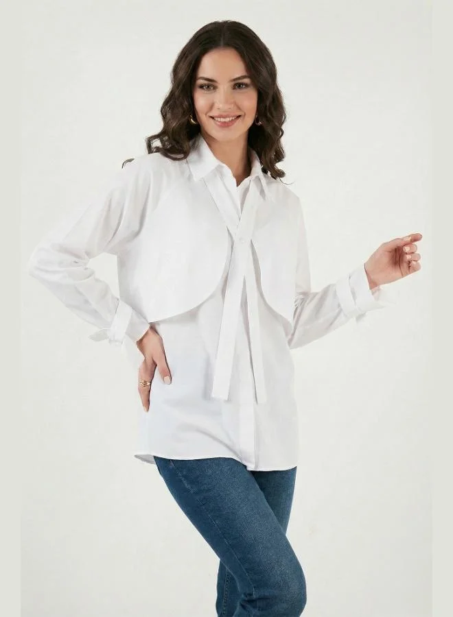 Lela  Lela Cotton Relaxed Fit Shirt with Tie Detail Women's SHIRT 6925408 for Women | Best Price UAE