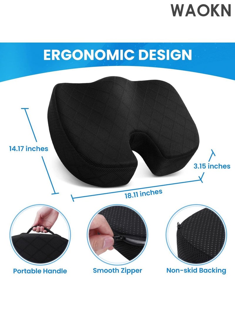 WAOKN Coccyx Soft Comfortable Memory Foam Seat Cushion Orthopedic Pain Relief Seat Cushion For Car Office Wheelchair 3D Design for Pressure Relief, Back Pain Relief, Sciatica, Lower Back and Spine Support, Hemorrhoid Pain Relief - Image 5