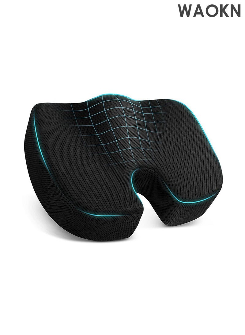 WAOKN Coccyx Soft Comfortable Memory Foam Seat Cushion Orthopedic Pain Relief Seat Cushion For Car Office Wheelchair 3D Design for Pressure Relief, Back Pain Relief, Sciatica, Lower Back and Spine Support, Hemorrhoid Pain Relief - Image 1