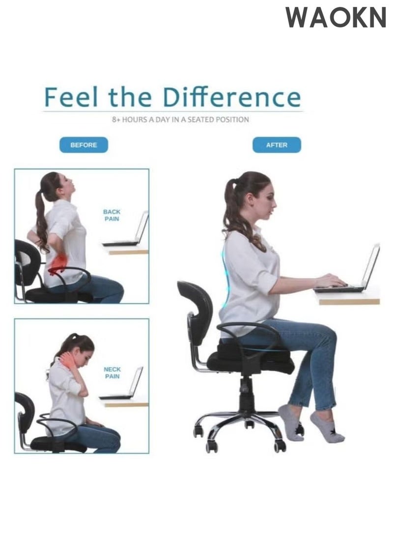 WAOKN Coccyx Soft Comfortable Memory Foam Seat Cushion Orthopedic Pain Relief Seat Cushion For Car Office Wheelchair 3D Design for Pressure Relief, Back Pain Relief, Sciatica, Lower Back and Spine Support, Hemorrhoid Pain Relief - Image 2