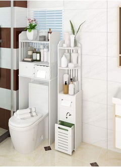 LINGWEI Freestanding Toilet Shelves Bathroom Corner Shelf Toilet Multipurpose Bathroom Organizer Rack Wood Flowers Rack Plants Stand Bookshelf Bookcase Shelf  - Image 3