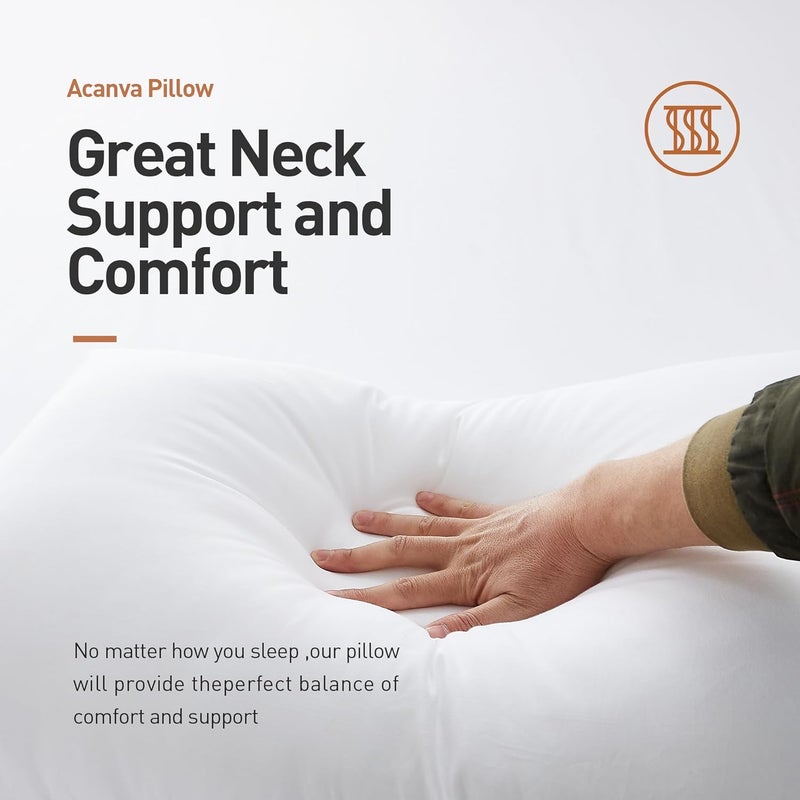Acanva Bed Pillows 2 Pack Hotel Collection Luxury Soft Inserts for Sleeping-Breathable and Comfortable for Stomach Back Sleepers, Standard (Pack of 2), White 2 Count - Image 4