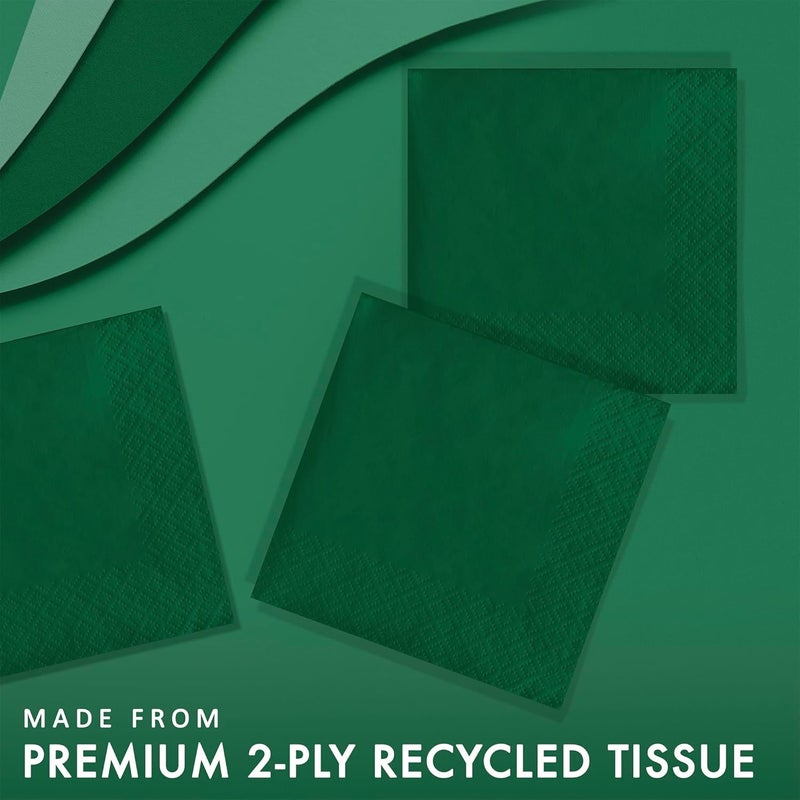 Creative Converting Touch of Color 2-Ply 50 Count Paper Beverage Napkins in Hunter Green - Image 2