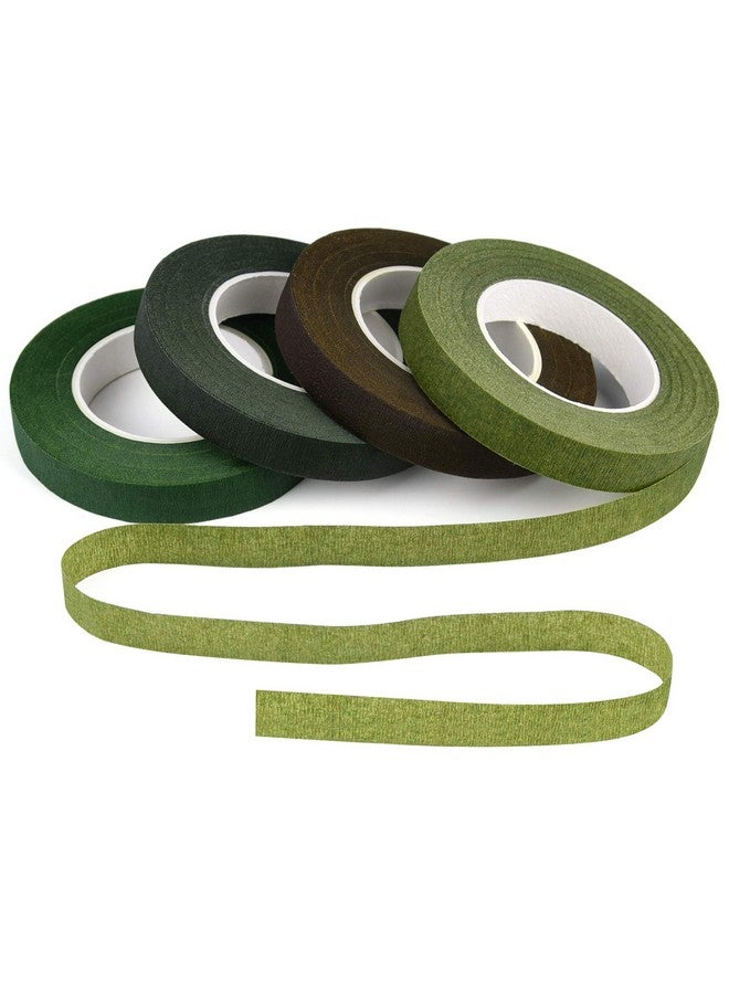 KUUQA 4 Rolls 1/2" Wide Floral Tapes For Bouquet Stem Wrapping And Floral Crafts Wedding Bouquet Dark Green Light Green Grass Green Dark Brown - Image 1