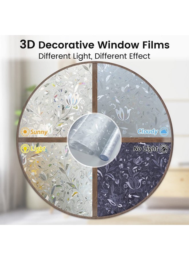 Rabbitgoo - Window Privacy Film, Decorative Stained Glass Window Film, Sun Blocking Window Clings, Renter-Friendly Static Cling Frosted Window Sticker Covering For Home, Rainbow Tulip 17.5" X 78.7" - Image 1