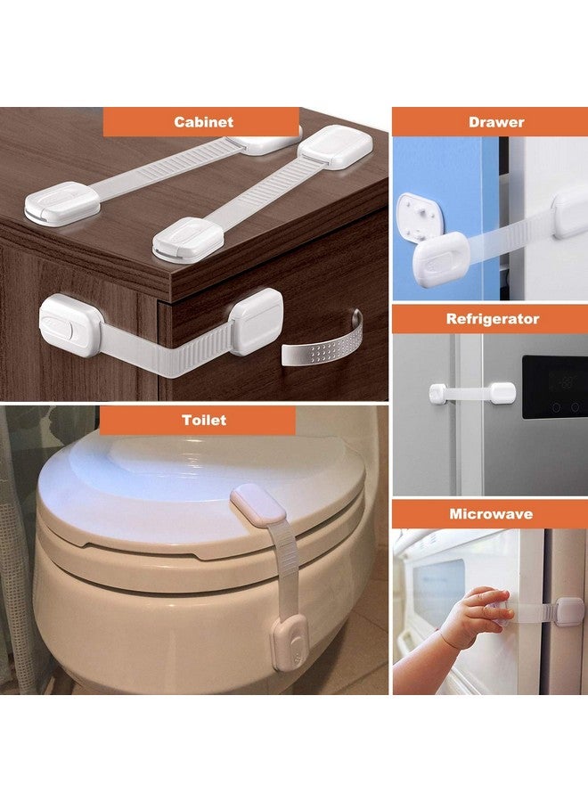 vmaisi 6 Pack Vmaisi Multiuse Adhesive Straps Locks Childproofing Baby Proofing Cabinet Latches For Drawers Fridge Dishwasher Toilet Seat Cupboard Oventrash Can No Drilling (White) (6) - Image 3