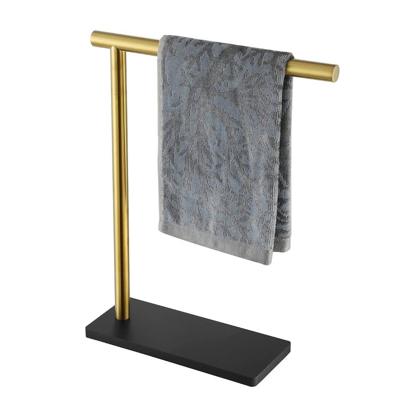 JQK JQK Hand Towel Holder Stand Brushed Gold Modern Tree Rack Free Standing for Countertop with 12 Inch Bar 304 Stainless Steel Thicken 08mm HTT170BG 