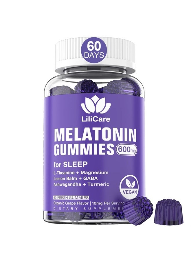 EnvyDeal - Melatonin Gummies 10mg 20mg for Adults, Extra Strength with L-Theanine, Ashwagandha, Magnesium, Turmeric, GABA, Lemon Balm and Chamomile for Supports Health Circadian Rhythm, Vegan Grape Flavor - Image 1
