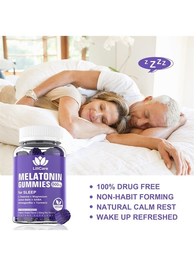 EnvyDeal - Melatonin Gummies 10mg 20mg for Adults, Extra Strength with L-Theanine, Ashwagandha, Magnesium, Turmeric, GABA, Lemon Balm and Chamomile for Supports Health Circadian Rhythm, Vegan Grape Flavor - Image 1